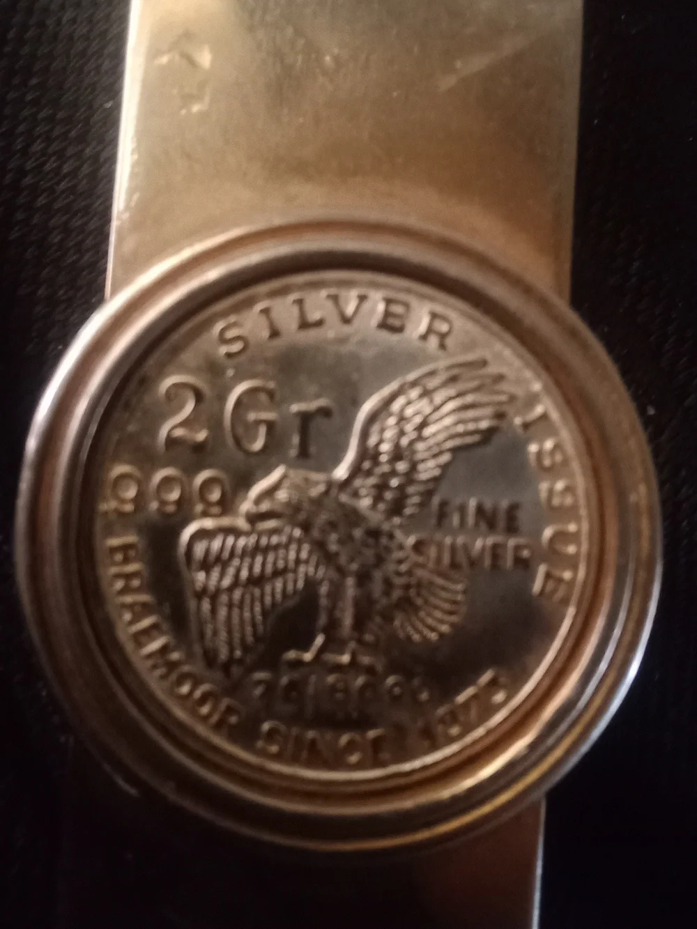 999. 2 GR Silver Eagle Money Clip - Silver Tone